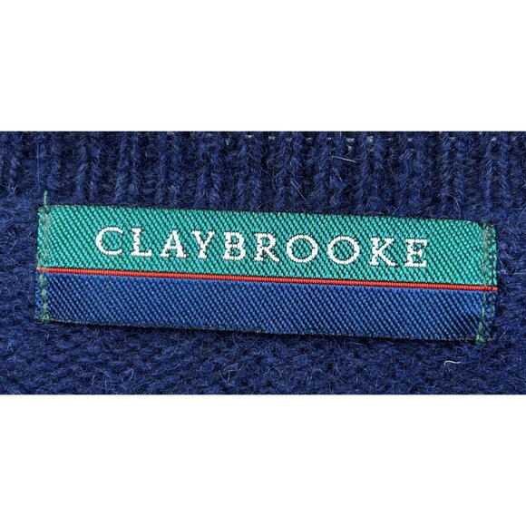 Vintage Claybrooke Sweater Mens Large Shetland Wool Blue Preppy Classic Timeless - Picture 2 of 8